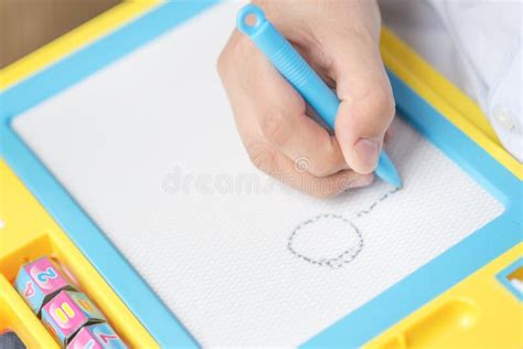 Drawing on a Magnetic Drawing Board Stock Image - Image of board ...