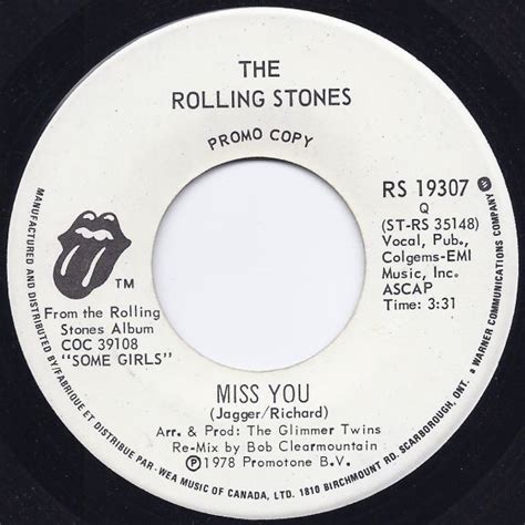 CKSO AM, FM & TV | Record Labels (45 RPM) | Miss You - The Rolling Stones