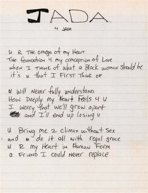 Jada (4 Jada) - Tupac's Handwritten Poem | 2PacLegacy.net