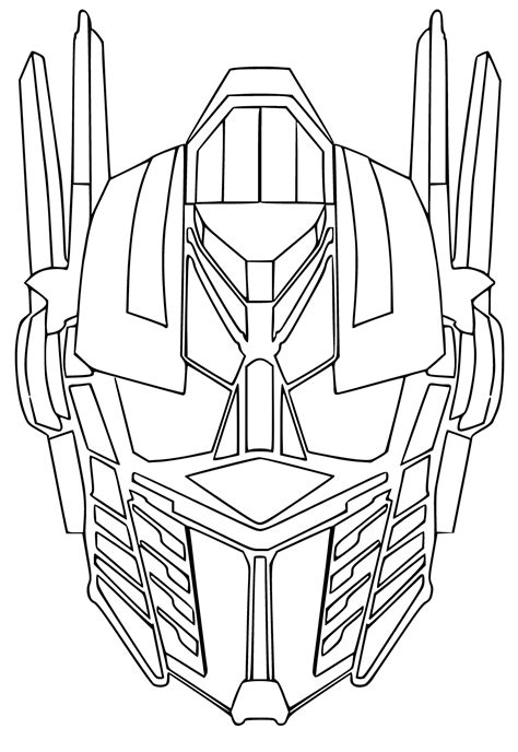 Free Printable Optimus Prime Mask Coloring Page for Adults and Kids - Lystok.com