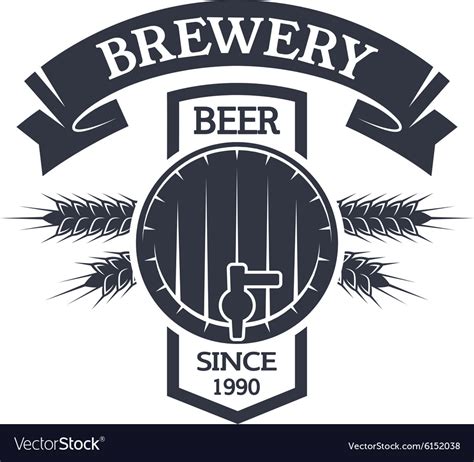 Keg beer Brewing vintage emblem Royalty Free Vector Image