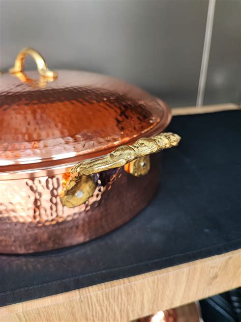 Copper Cooking Pot,hand Hammered Copper Casserole Pot With Lid,copper ...