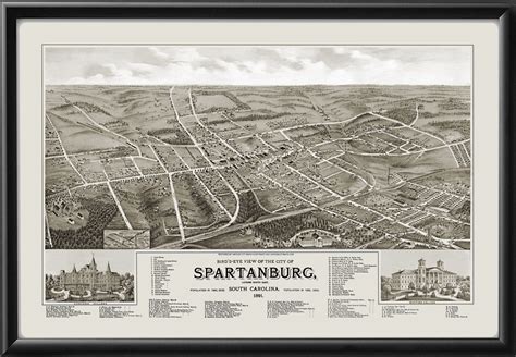 Spartanburg SC 1891 Restored Map | Vintage City Maps