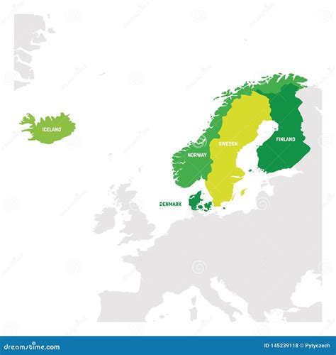 North Europe Region. Map of Countries of Scandinavia Stock Vector ...