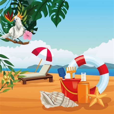 Free Vector | Summer vacations and beach cartoons.