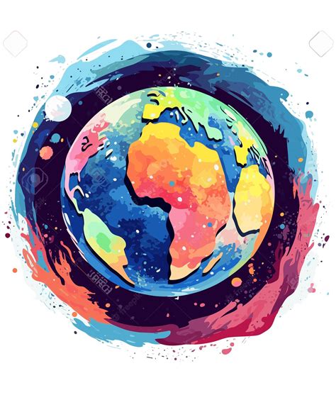 Premium Vector | Watercolor planet earth with the sun and the earth in ...