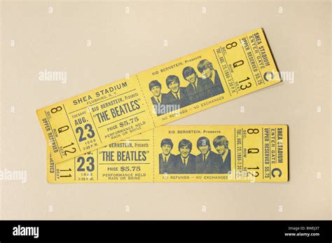 Unused tickets for The Beatles' concert at Shea Stadium, New York City ...