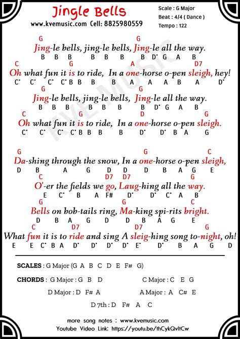 Jingle Bells Song Piano/Guitar Notes -Sheet Music And Abcd Notes - KVE ...