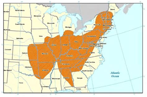 Species distribution of the Indiana bat. | Download Scientific Diagram