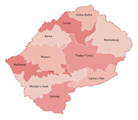 Map of Lesotho (Map Districts) : Worldofmaps.net - online Maps and ...