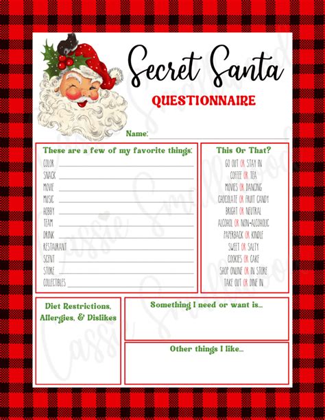 Secret Santa Printable