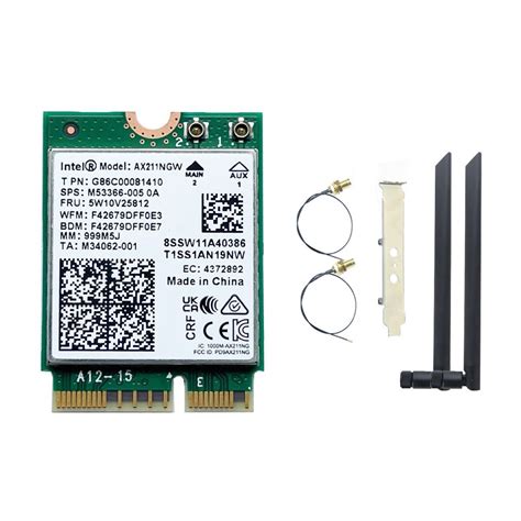 Intel AX211 Wi-Fi 6E Tri-Band M.2 CNVio2 2230 Network Card (w/ external ...