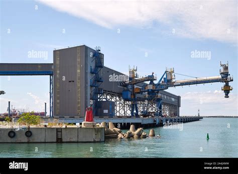 TUAPSE, RUSSIA, AUGUST 12, 2018: Cargo loading terminal of the Tuapse ...