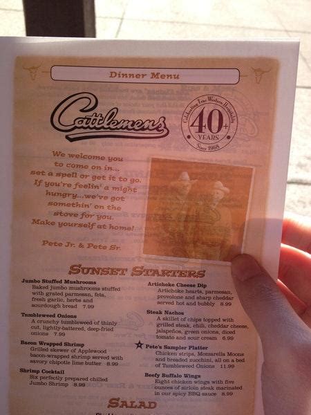 Menu at Cattlemens pub & bar, Livermore