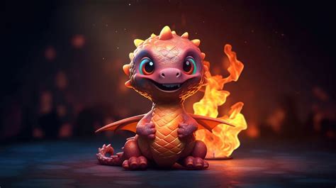 Flaming Mini Dragon, dragon, cute, artist, artwork, digital-art, HD ...