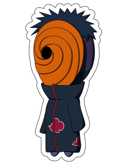 Naruto Shippuden chibi Obito Akatsuki desenho simples com contorno png