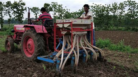 Seed com fertilizer drill with paddy seed sowing,drill agriculture mechinary in india|Telugu ...