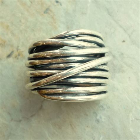 Sterling Silver Unisex Wire Ring, Sterling Silver Wrapped Ring, Sterling Silver Band, Wide Band ...