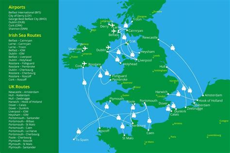 Ireland ferry routes map - Map of ferry crossings to ireland (Northern Europe - Europe)