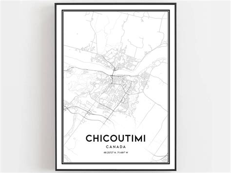 Chicoutimi Map Print, Chicoutimi Map Poster Wall Art, Chicoutimi City ...