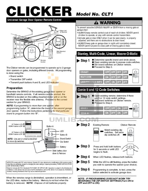 Download free pdf for Chamberlain LiftMaster 1255-2R Garage Door ...