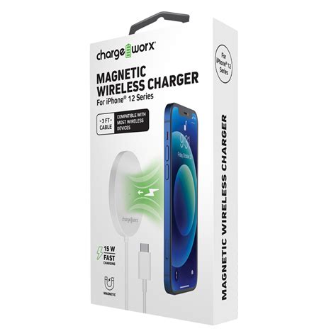 Chargeworx iPhone 12 Magnetic Wireless Charger White : Home & Office ...