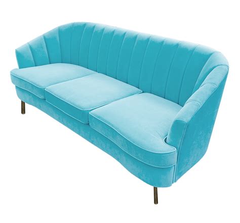 Sofa, Velvet, Tiffany Blue W/ Gold Legs - A1 Party Rental