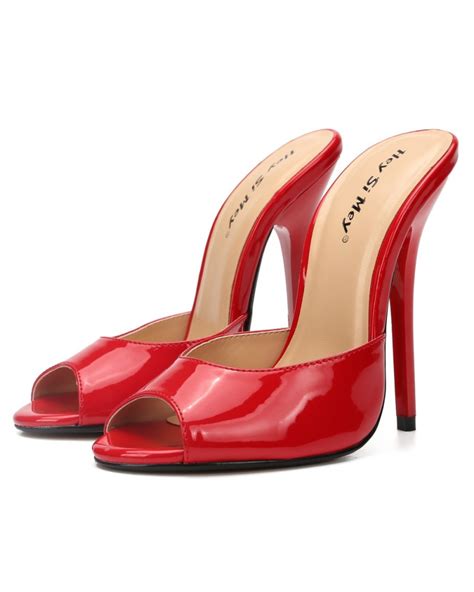 Bright red sexy high heel slippers - Super X Studio