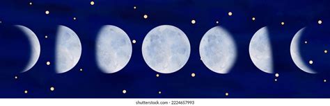 Set Moon Phases On Night Background Stock Illustration 2224657993 ...