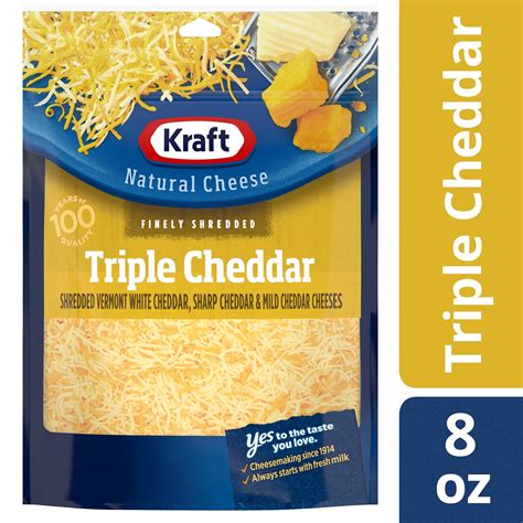 Kraft Finely Shredded Triple Cheddar Shredded Cheese, 8 oz Bag