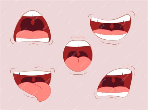 Premium Vector | Cartoon mouth expressions set