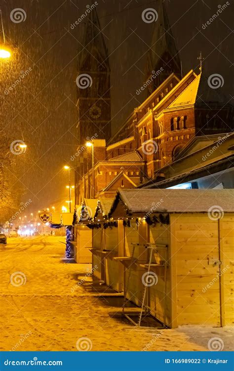 Christmas Winter Night at Maribor City, Slovenia Stock Photo - Image of ...