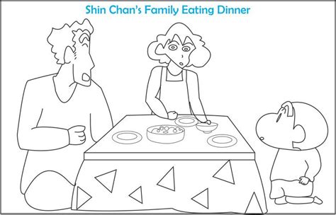 Shin chan's family coloring page for kids