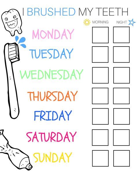 20 Printable Brushing Charts for Kids ideas | charts for kids, tooth brushing chart, brushing teeth