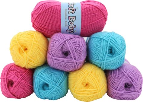 Marriner Yarns Supersoft Baby Double Knit 8x100g Bumper Pack (Brights) for Knitting and Crochet ...