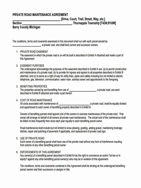 Road Maintenance Agreement Template