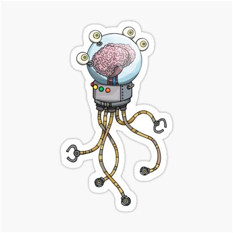 "Brain floating in a Jar robot alien" Sticker for Sale by SleepyMarten | Redbubble