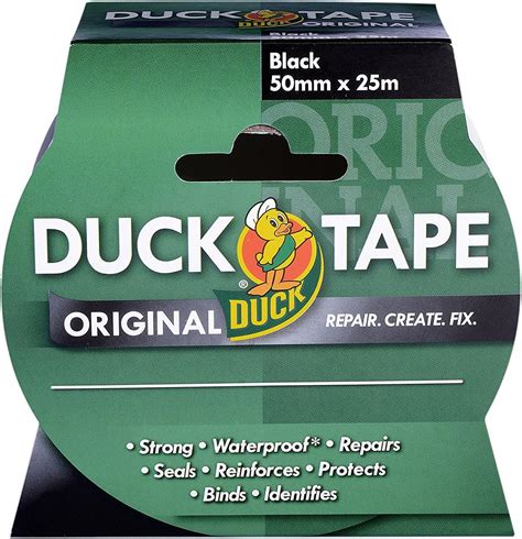 Duck Original Black Duck Tape, 50mm x 25m. The original high strength waterproof gaffer and duct ...