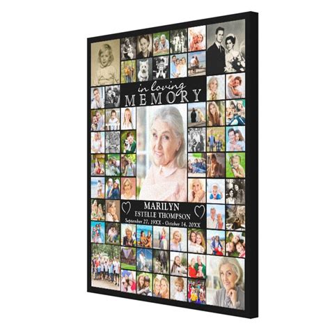 Memorial IN LOVING MEMORY 66 Photo Collage Black Canvas Print | Zazzle.com