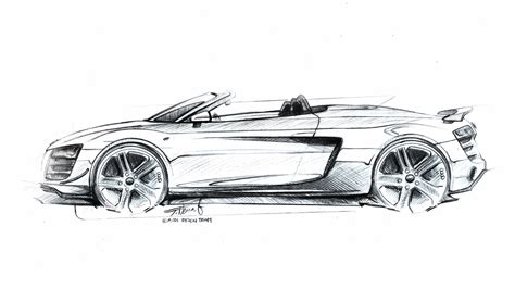 Audi R8 GT Spyder Design Sketch - Car Body Design