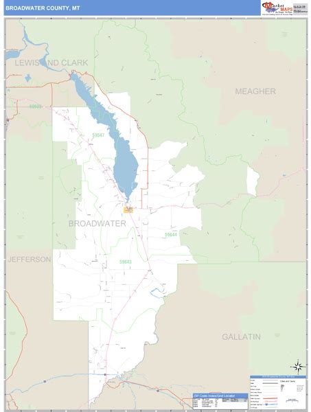 Broadwater County, Montana Zip Code Wall Map | Maps.com.com