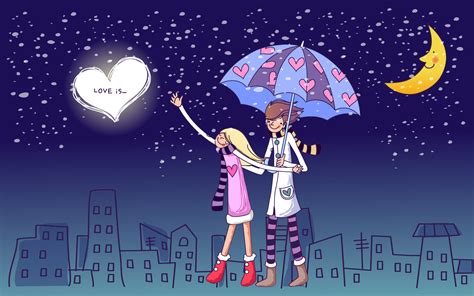 Valentines Day Lovers Cartoon Animated Free Hd Wallpaper