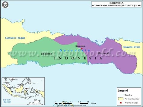 Gorontalo Map, Map of Gorontalo Province, Indonesia