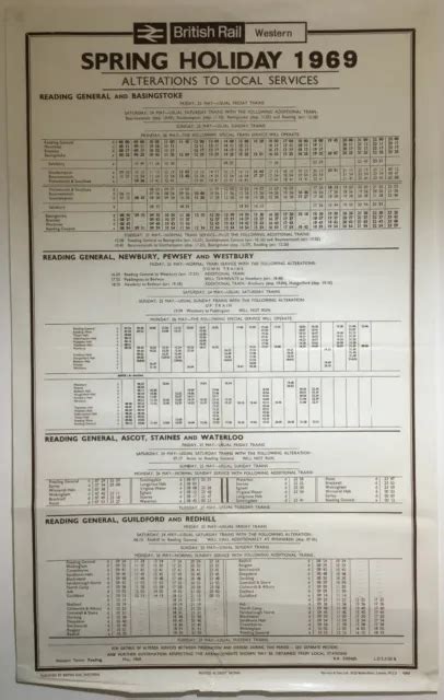 LARGE VINTAGE BRITISH Rail Station Timetable Poster 25 x 40" Selection 1960's £25.50 - PicClick UK