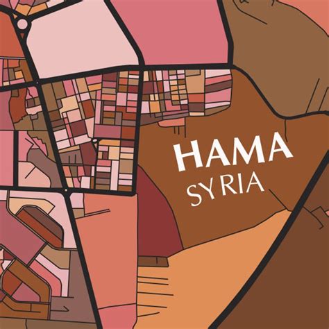 Hama Syria Map Print Modern Contemporary Chroma Color Map | Etsy