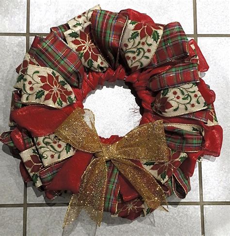 WEBSITE EXCLUSIVE - Poinsettia & Tartan Looped Ribbon Wreath