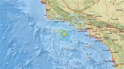 This map shows the epicenter of the earthquake near the Channel Islands ...