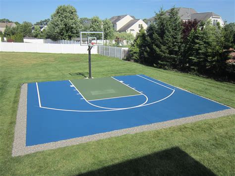 Backyard Basketball Court- Blue and Green | Outdoor basketball court ...