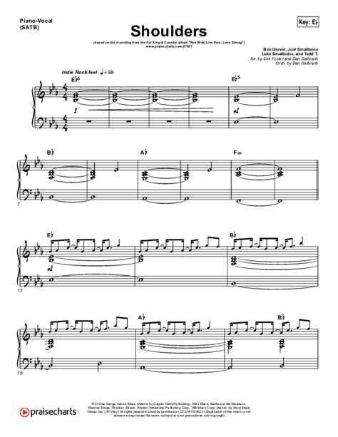 Shoulders Sheet Music PDF (for KING & COUNTRY) - PraiseCharts