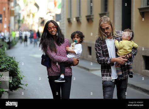 Milan, Zoe Saldana and husband Marco Perego with three children at ...